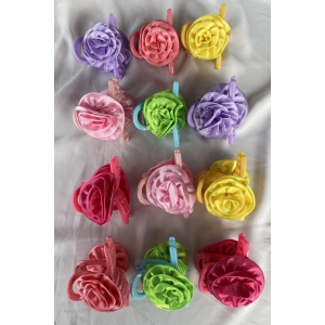 12  li Karışık Renk Gül Figürlü Mandal Toka Set