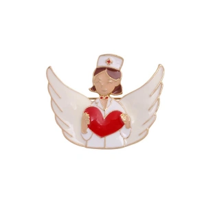 Karışık Renk Hemşire Figürlü Broş