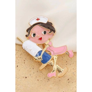 Karışık Renk Hemşire Figürlü Broş