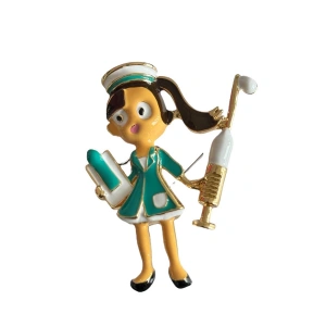 Karışık Renk Hemşire Figürlü Broş