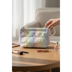 Karışık Renk İnci Detaylı Makyaj Çantası