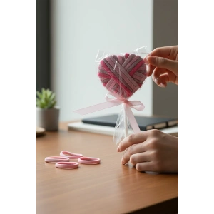 Karışık Renk Kalp Ve Lolipop Figürlü Lastik Toka Set