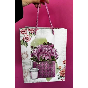 Karışık Renk Karışık Figürlü 3D Görünümlü Karton Çanta