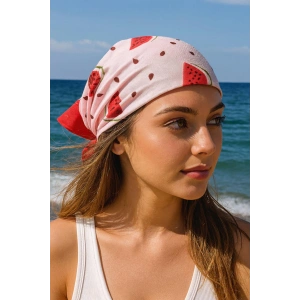 Karışık Renk Karpuz Desenli Fular