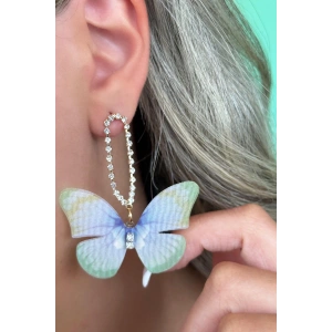 Karışık Renk Kelebek Figürlü Küpe (Çift)