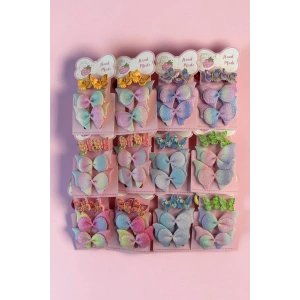 Karışık Renk Kelebek Figürlü Lastik Toka Ve Yan Toka Set