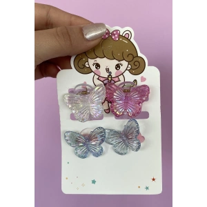 Karışık Renk Kelebek Figürlü Mandal Toka Ve Lastik Toka Set