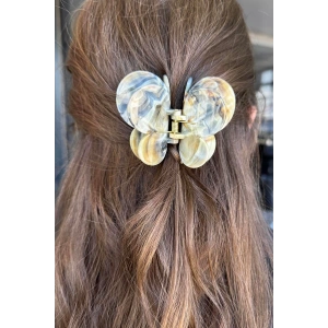 Karışık Renk Kelebek Figürlü Mermer Desenli Kemik Mandal Toka