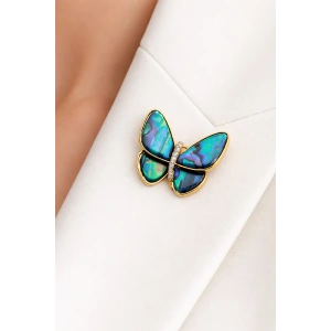 Karışık Renk Kelebek Figürlü Taşlı Broş