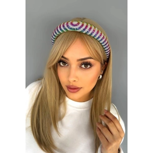 Karışık Renk Kristal Taş Detaylı Taç