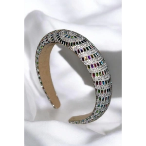 Karışık Renk Kristal Taş Detaylı Taç