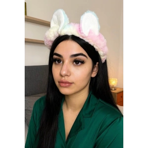 Karışık Renk Kulak Figürlü Peluş Saç Bandı