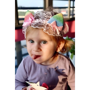 Karışık Renk Kurdele Figürlü Saç Bandı