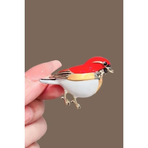 Karışık Renk Kuş Figürlü Broş