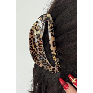 Karışık Renk Leopar Desenli Kemik Mandal Toka