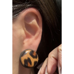 Karışık Renk Leopar Desenli Küpe (Çift)