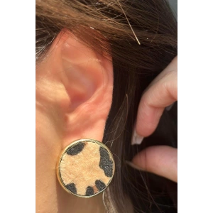 Karışık Renk Leopar Desenli Küpe (Çift)