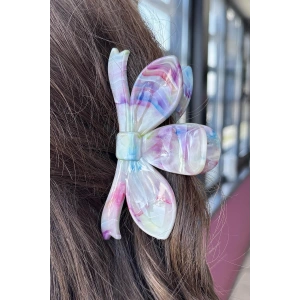 Karışık Renk Mermer Desenli Kemik Mandal Toka