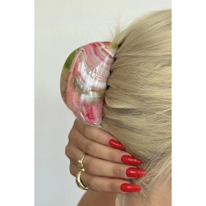 Karışık Renk Mermer Desenli Kemik Mandal Toka