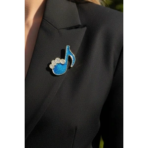 Karışık Renk Nota Figürlü Taş Detaylı Broş