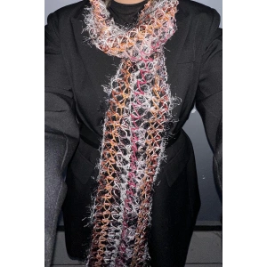 Karışık Renk Örgü Detaylı Şal