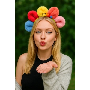 Karışık Renk Papatya Figürlü Peluş Taç