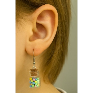 Karışık Renk Şişe Figürlü Çocuk Küpe (Çift)