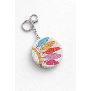 Karışık Renk Tüy Figürlü Cep Aynası