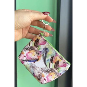 Karışık Renk Tüy Figürlü Cüzdan/ Anahtarlık