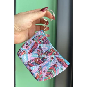 Karışık Renk Tüy Figürlü Cüzdan/ Anahtarlık