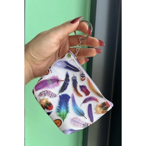 Karışık Renk Tüy Figürlü Cüzdan/ Anahtarlık