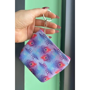 Karışık Renk Tüy Figürlü Cüzdan/ Anahtarlık