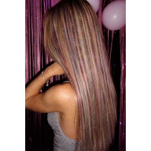Karışık Renk Yan Postiş Hair Tinsel Shiny Hair (50 Cm)