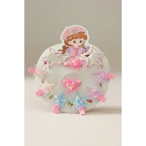 Karışık Renk Yıldız Figürlü Lastik Toka Ve Yan Toka Set