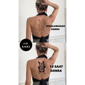 Kelebek Figürlü 12 Saat Sonra Kararan Geçici Dövme Tattoo