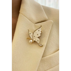 Kelebek Figürlü Taşlı Broş