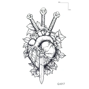 Kılıç ve Kalp Mini Geçici Dövme Tattoo