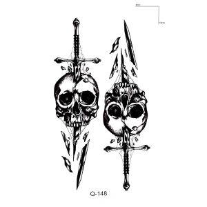 Kılıç Ve Kurukafa Mini Geçici Dövme Tattoo