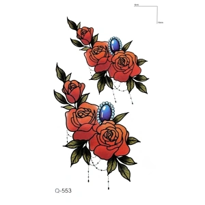 Kırmızı Çiçekli Mini Geçici Dövme Tattoo