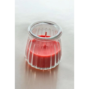 Kırmızı Renk Bardakta Çilek Kokulu Dekoratif Mum