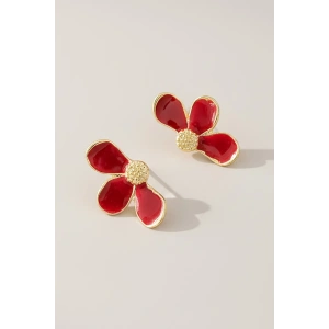 Kırmızı Renk Çiçek Figürlü Küpe (Çift)