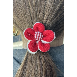 Kırmızı Renk Çiçek Figürlü Lastik Toka