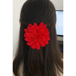 Kırmızı Renk Çiçek Figürlü Mandal Toka