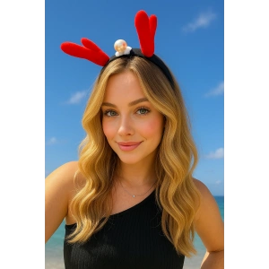 Kırmızı Renk Geyik Boynuzu Figürlü İnci Detaylı Taç