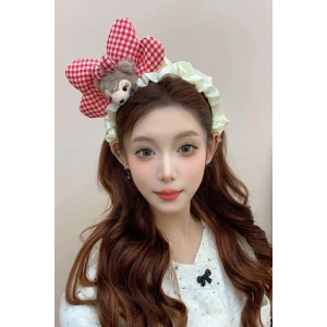 Kırmızı Renk Hayvan Figürlü Peluş Kurdele Taç