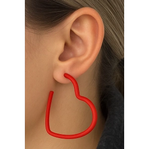 Kırmızı Renk Kalp Figürlü Küpe (Çift)