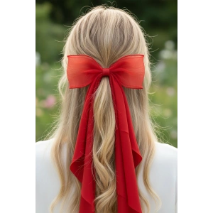 Kırmızı Renk Kurdele Detaylı Pens Toka