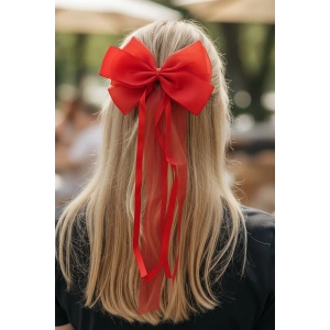 Kırmızı Renk Kurdele Detaylı Pens Toka