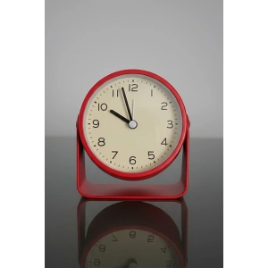 Kırmızı Renk Mini Dekoratif Alarmlı Yuvarlak Masa Saati