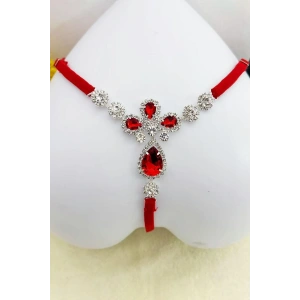 Kırmızı Renk Taş Detaylı Tanga